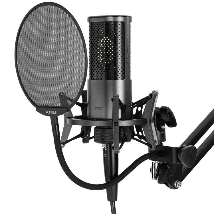 YANMAI X2 Condenser Microphone Kit Cardioid Mic Shock Mount+Foam Cap+Cable for PC Studio Recording