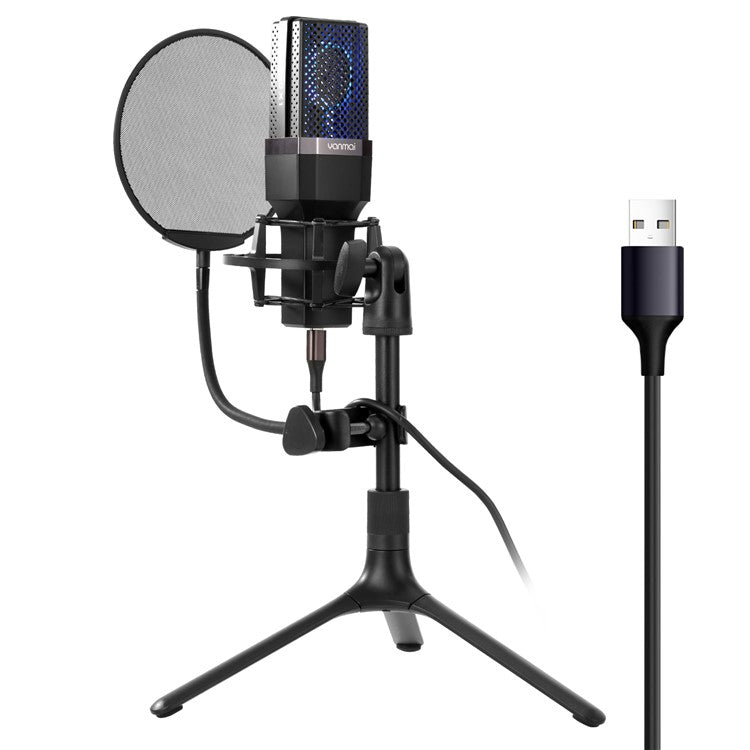 YANMAI X1 USB Condenser Recording Microphone Kit with Stand Shock Mount for PC Karaoke Live Streaming Studio