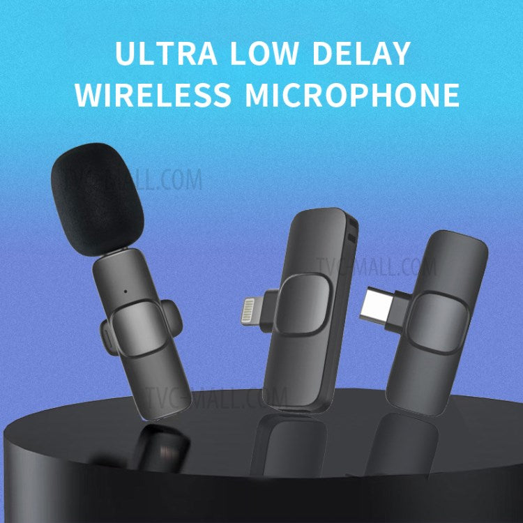 K1 Lightning Wireless Lapel Microphone Lavalier Noise Reduction Live Interview Mobile Phone Recording Mic for iOS