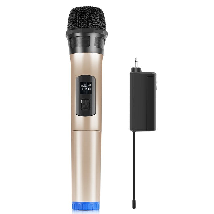 PULUZ PU628B UHF Wireless Dynamic Microphone with LED Display Battery Powered Mic - Gold