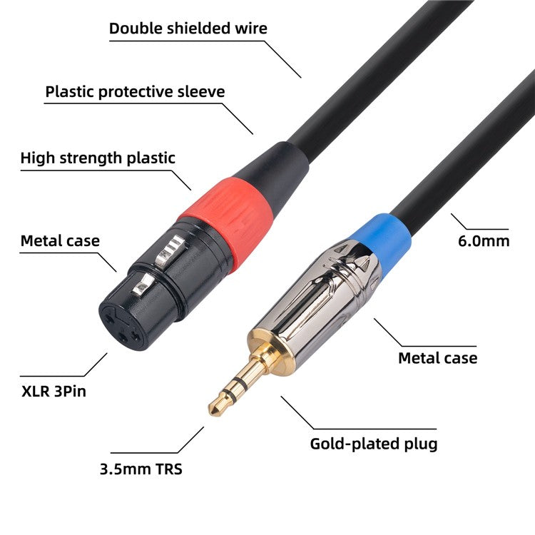 TC194BUXK107-03 0.3m 3.5mm Male to XLR 3Pin Female Adapter Converter Cable