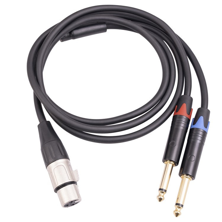 XLR Female 3-Pin to Dual 6.35mm Male Audio Cable 1 / 4 Inch TS AUX Adapter Splitter Cord Converter Wire, 1m