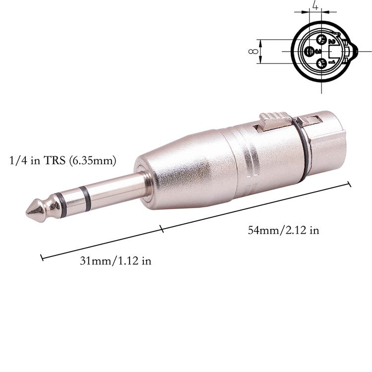 LZ1179 1 / 4 Inch 6.35mm TRS Male to XLR Female Adapter Stereo Balanced Audio Connector