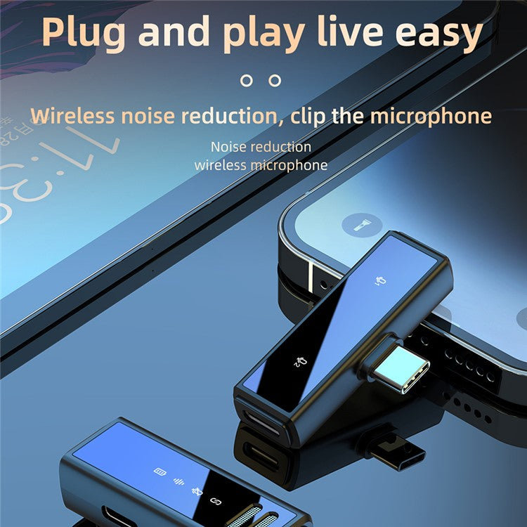 J88 Wireless Lavalier Live Streaming Microphone (2 Microphones+1 Receiver) - For iPhone / Black