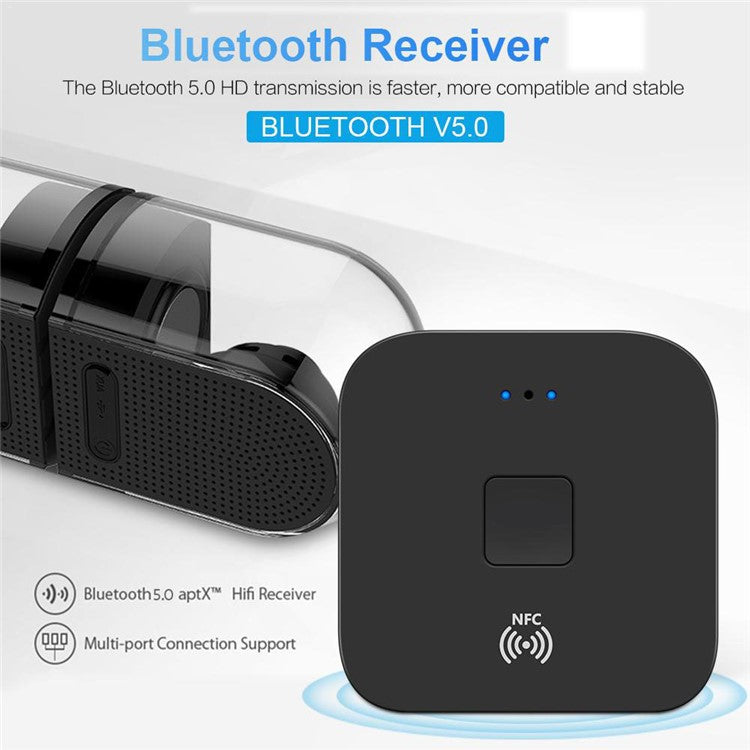 WB11 NFC Wireless Audio Receiver 3.5mm AUX 2RCA HIFI Stereo Audio Bluetooth 5.0 Adapter