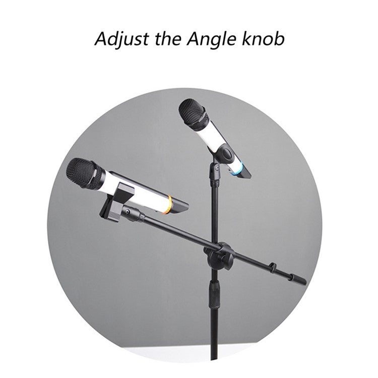 ML03 131cm Expandable Adjustable Boom Height Microphone Stand Tripod Holder with 2 Mic Clips