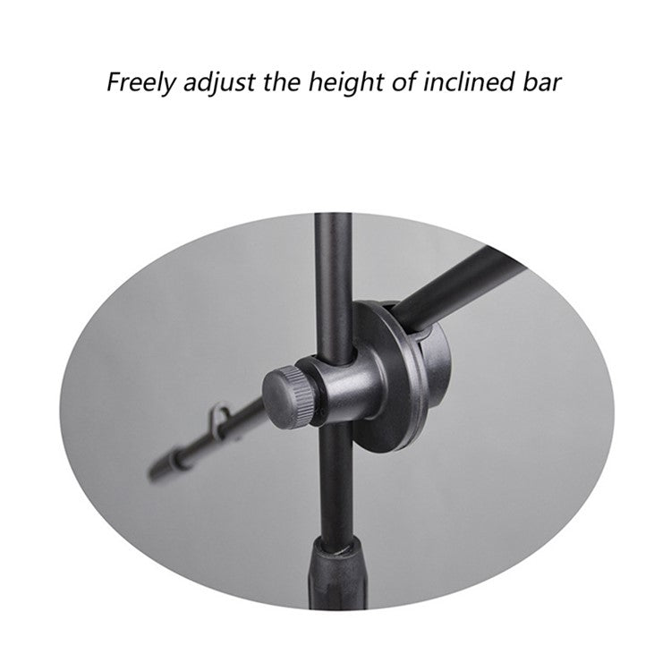 ML03 131cm Expandable Adjustable Boom Height Microphone Stand Tripod Holder with 2 Mic Clips