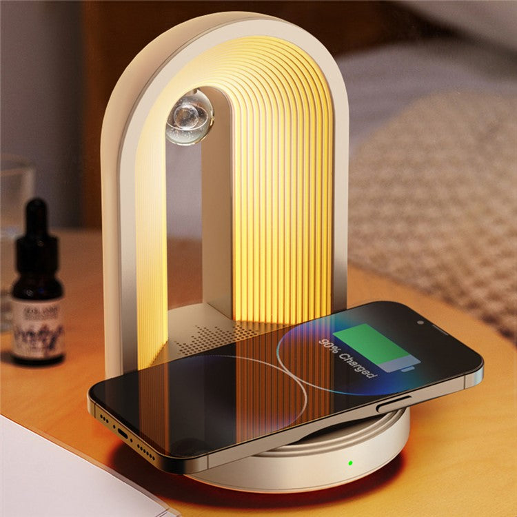 U3 3-in-1 Bedside Lamp Bluetooth Speaker Night Light with 15W Wireless Charger - White