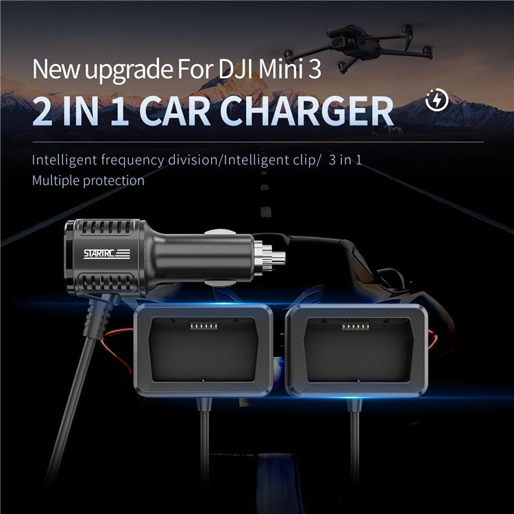 STARTRC 1124026 2-in-1 Battery Car Charger for DJI Mini 3 / 3 Pro Batteries and Remote Controller Charger Hub