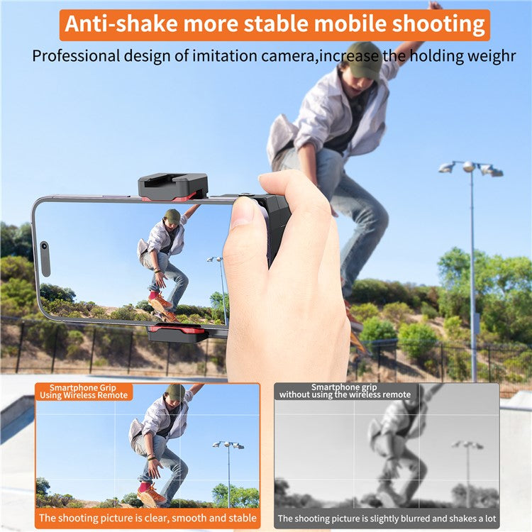 UURIG PH-14 Wireless Selfie Booster Handle Grip Phone Holder Stabilizer Built-in LED Fill Light for Video Photo Shooting