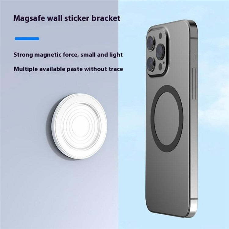 MG02 Compatible with MagSafe Magnetic Sticker Wall Mounted Phone Holder Mount for iPhone / Android Phone - White