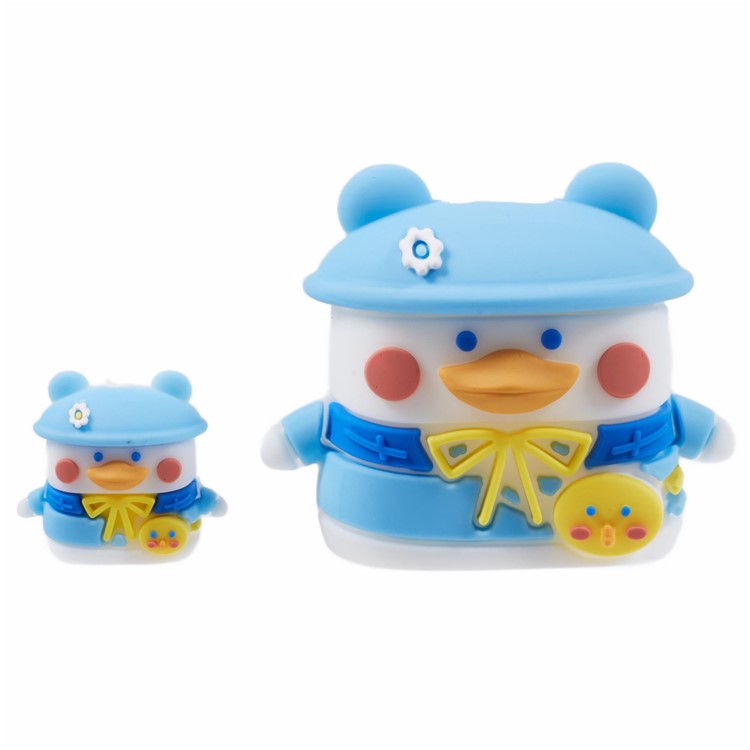 1 Set Cartoon Hat Duck Protective Case Silicone Adapter Charger Cable Protector Cover for iPhone 18W  /  20W Charger - Blue