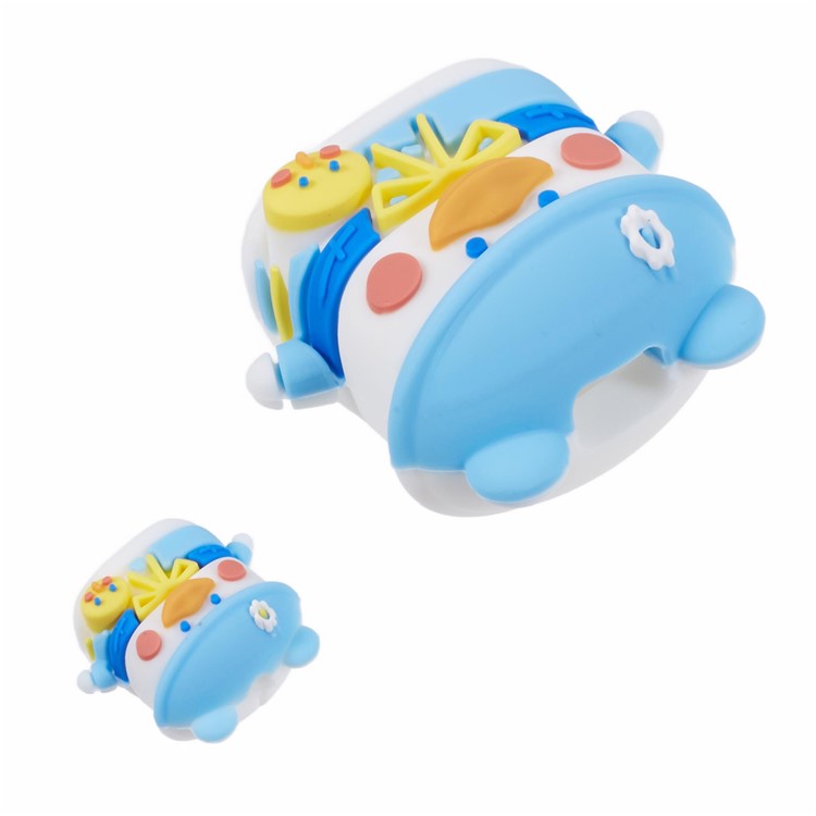 1 Set Cartoon Hat Duck Protective Case Silicone Adapter Charger Cable Protector Cover for iPhone 18W  /  20W Charger - Blue