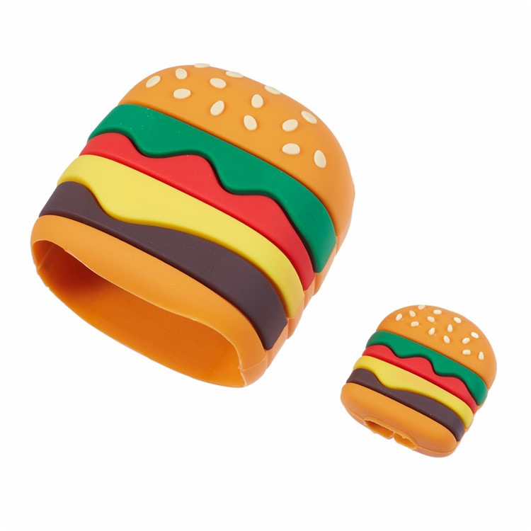 2Pcs / Set Hamburger Protective Sleeve for Apple iPhone 18 / 20W Charger Cover + Data Cable Saver Silicone Case