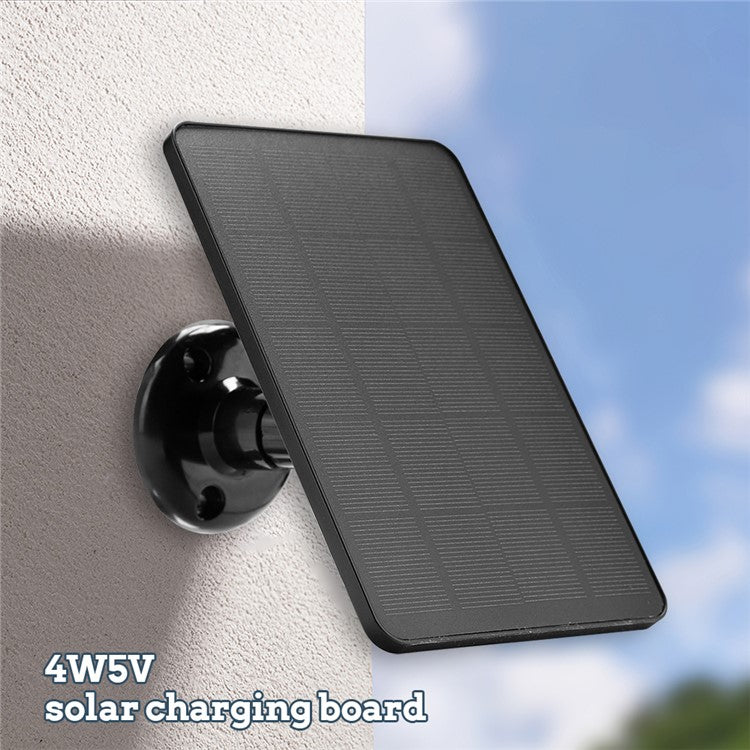 CSP4W-A 4W 5V Solar Panel for Security Camera Monocrystalline Solar Charger with Adjustable Bracket - Black