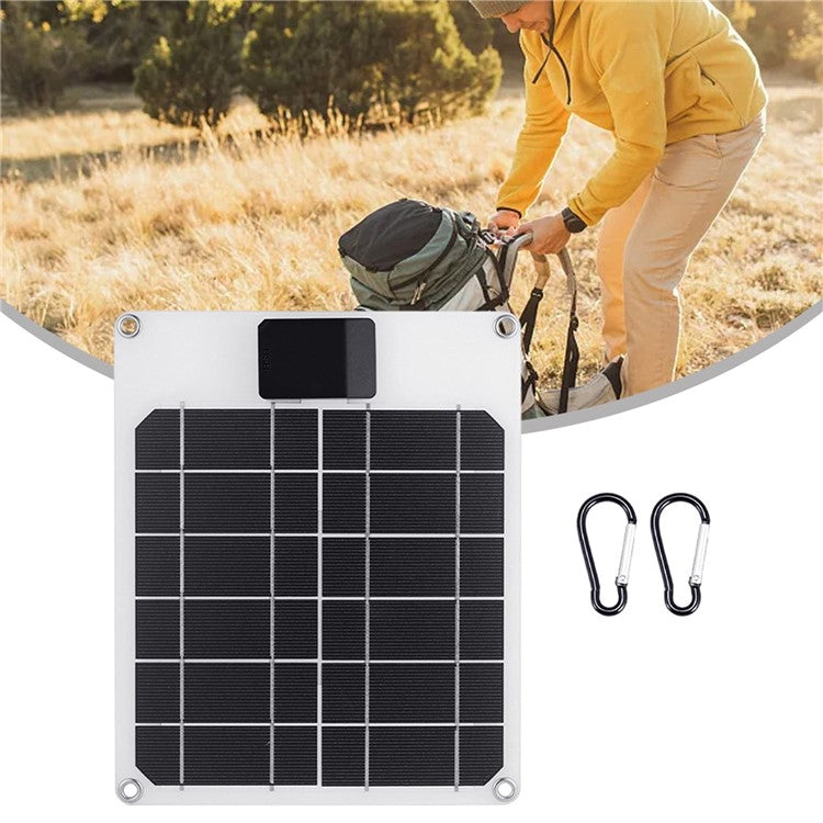 GKM215 5W 5V Monocrystalline Solar Panel Charger USB Port Portable for Cell Phone Camping Hiking Travel - Black