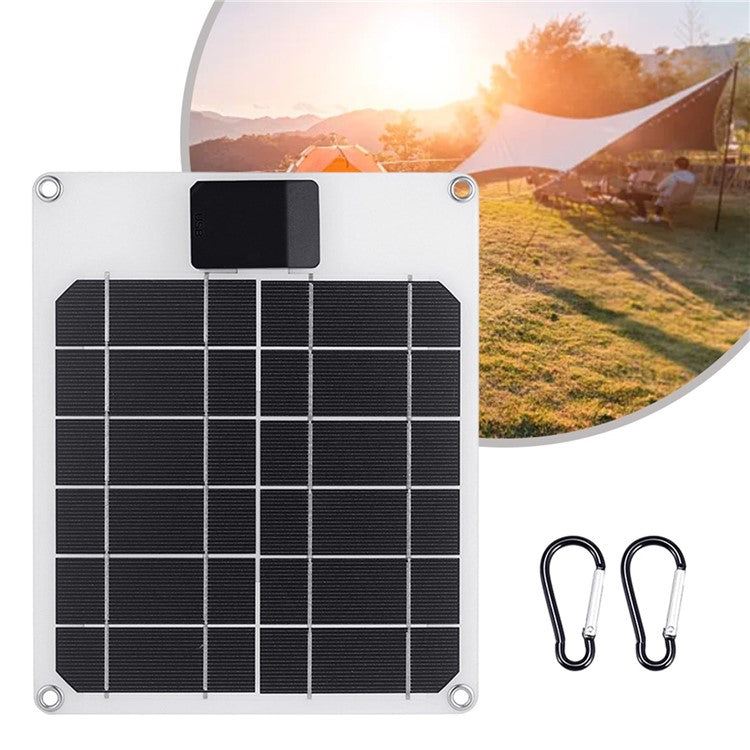 GKM215 5W 5V Monocrystalline Solar Panel Charger USB Port Portable for Cell Phone Camping Hiking Travel - Black