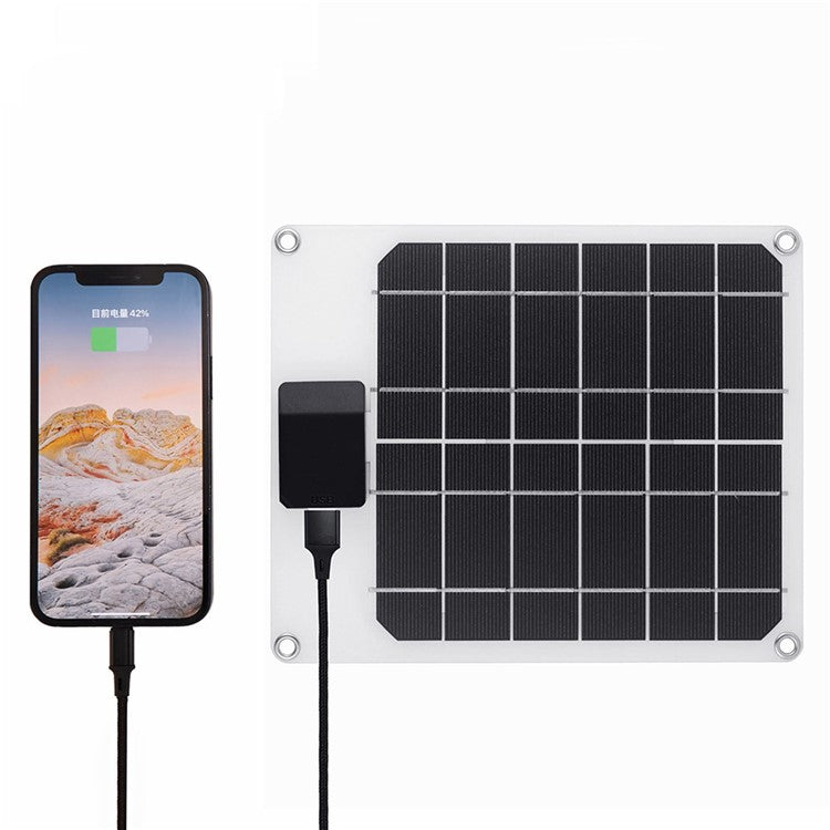 GKM215 5W 5V Monocrystalline Solar Panel Charger USB Port Portable for Cell Phone Camping Hiking Travel - Black