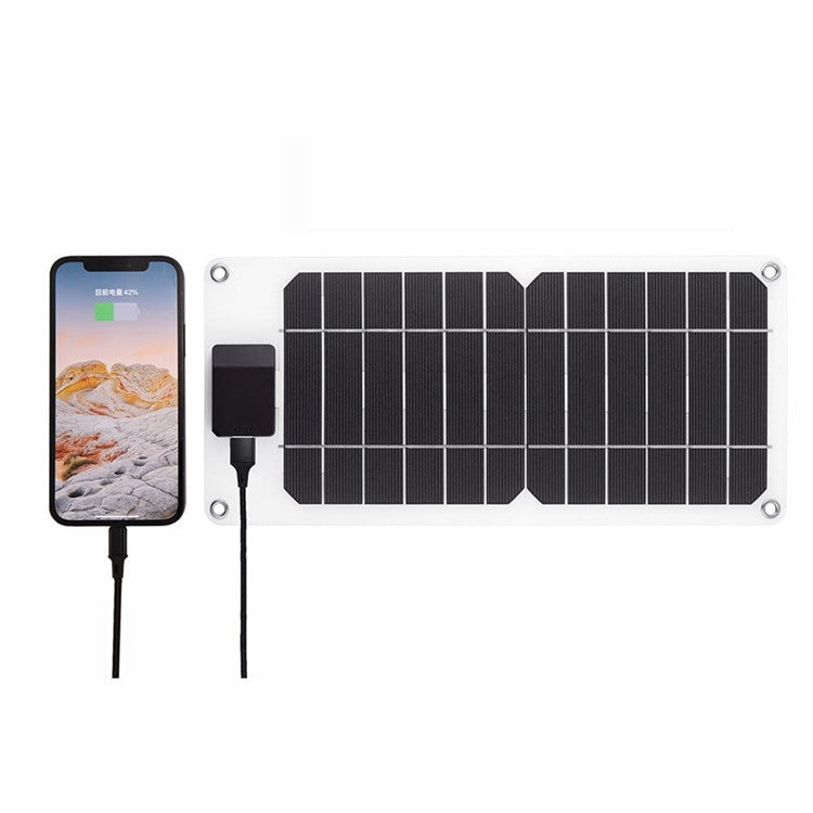 GKM215 6W 5V Monocrystalline Solar Panel Charger USB Port Portable for Cell Phone Camping Hiking Travel - Black