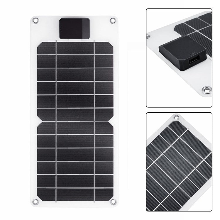 GKM215 6W 5V Monocrystalline Solar Panel Charger USB Port Portable for Cell Phone Camping Hiking Travel - Black