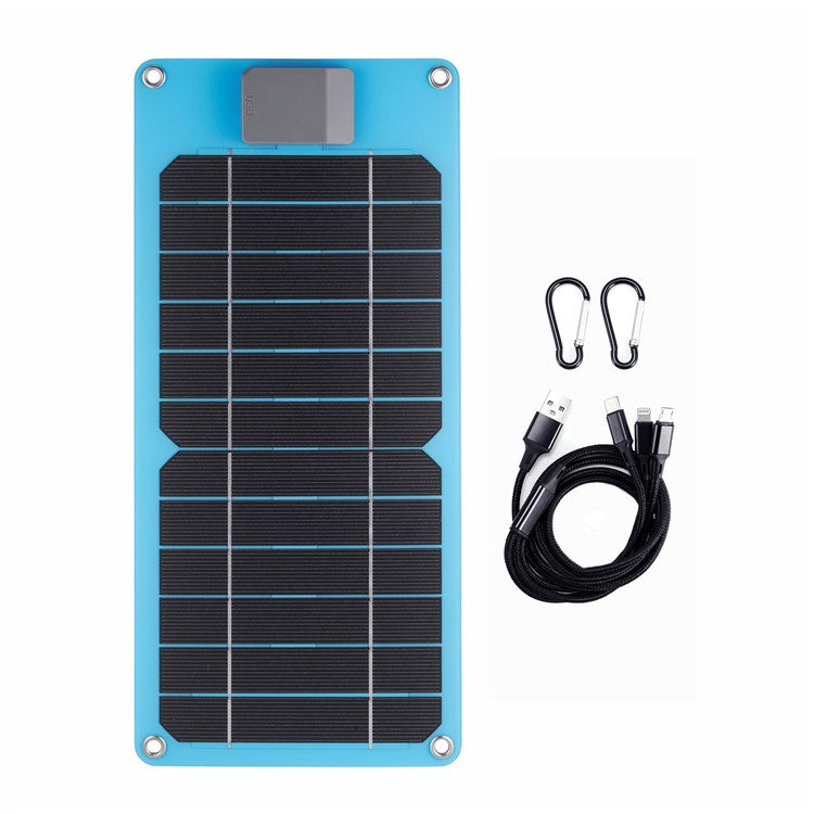 GKM215 6W 5V Monocrystalline Solar Panel Charger USB Port Portable for Cell Phone Camping Hiking Travel - Blue