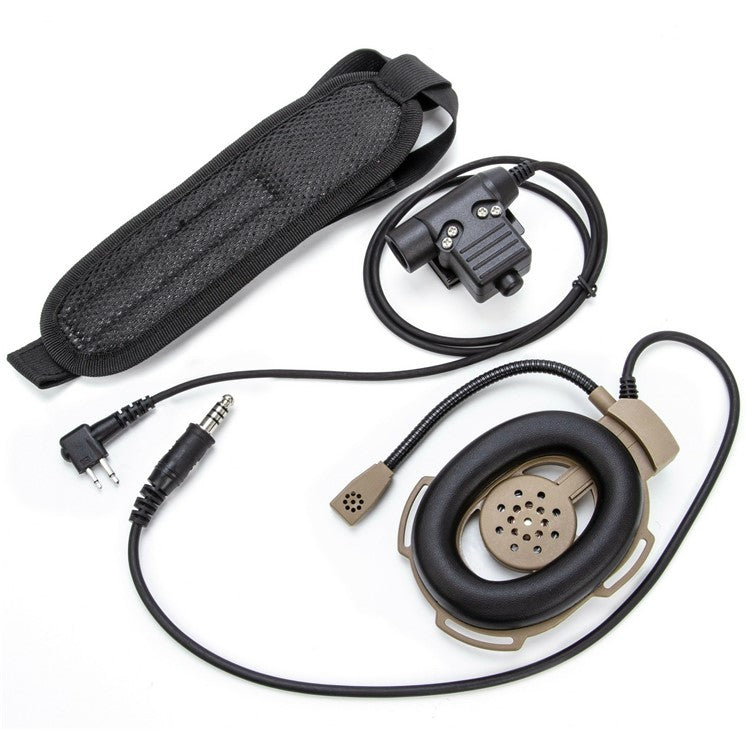 For Motorola GP88 / GP2000 HD01 Bowman Elite II Walkie Talkie 7.1mm Headset with U94 PTT Adapter - Brown