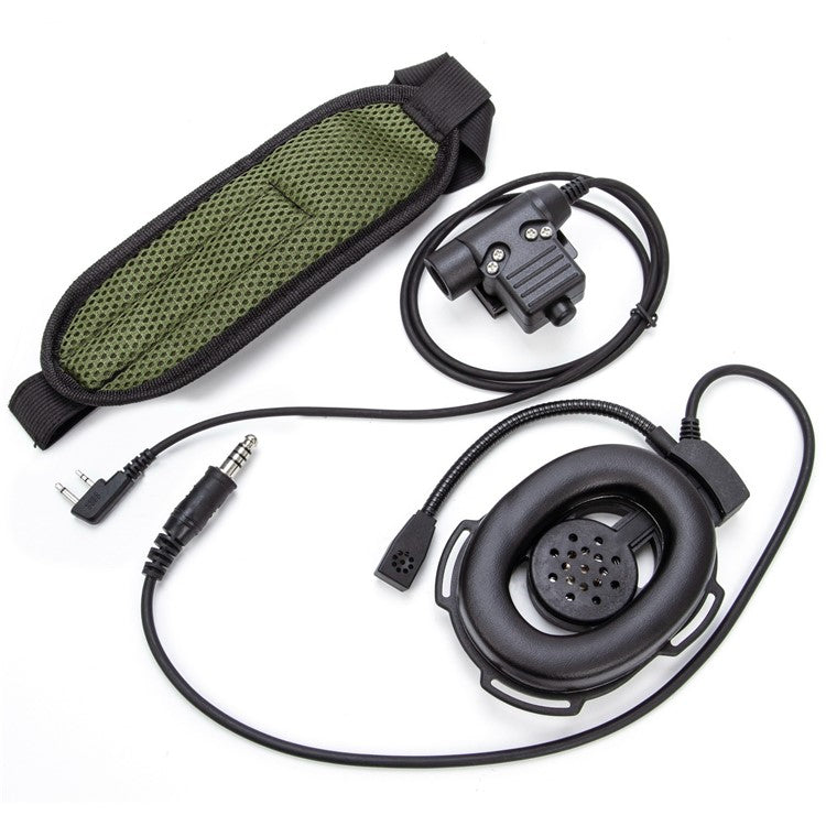 For ICOM IC-V82 / IC-V80 / IC-V8 HD01 Bowman Elite II Walkie Talkie 7.1mm Single Ear Headset with U94 PTT Adapter - Black