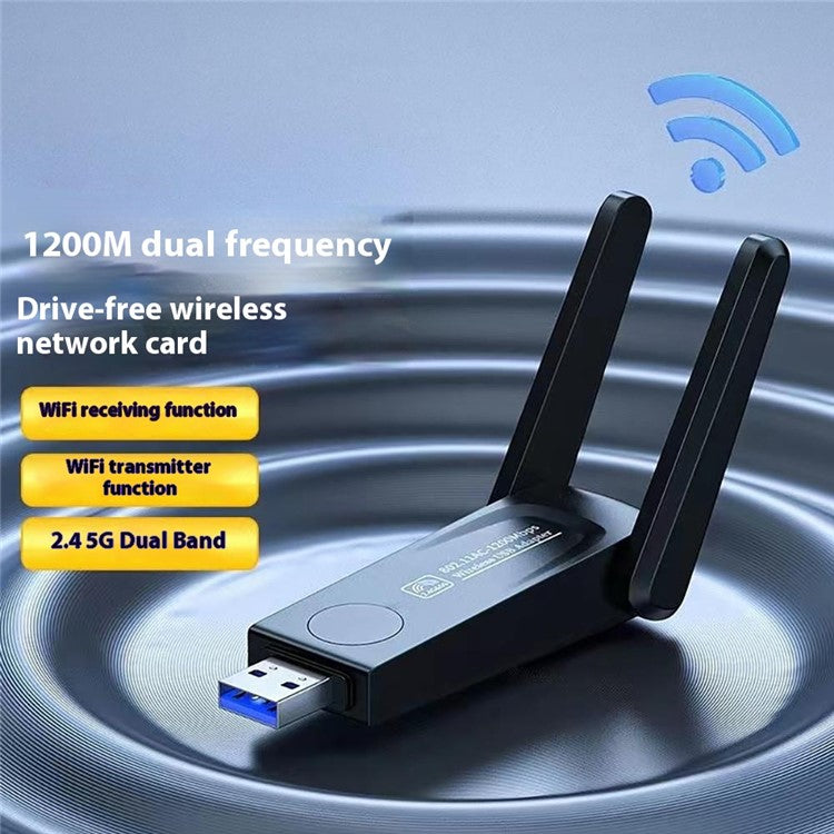 RE-1202 1200M USB3.0 Network Card 2.4G / 5G Dual Band WiFi Transmitter Receiver Adapter