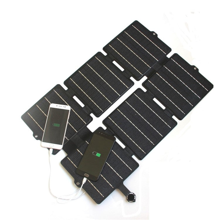 Portable 30W 5V / 12V ETFE Solar Panel Foldable Mobile Phone Charger - Black