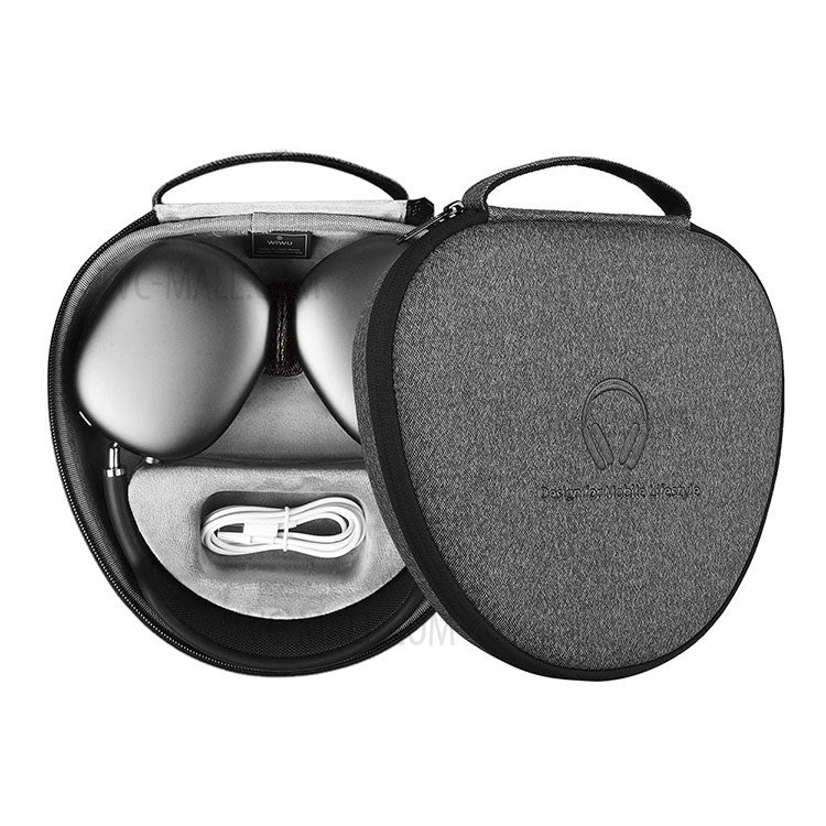 WIWU Portable Ultrathin Headset Storage Bag Plush Lining Earphone Headphone Protective Case for AirPods Max - Grey