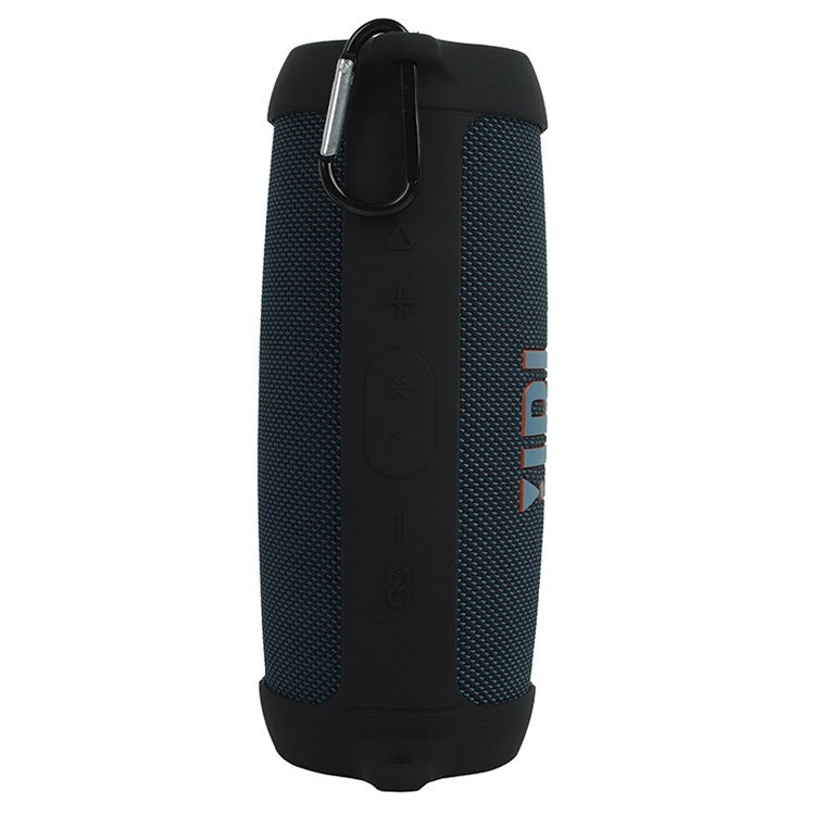 For JBL Charge 5 Silicone Carrying Case Bluetooth Speaker Anti-drop Protective Cover with Shoulder Strap and Carabiner - Black