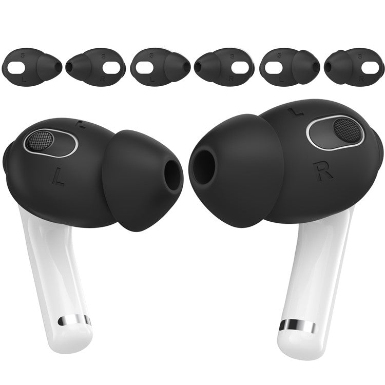 AHASTYLE PT66-3 3 Pairs Silicone Earphone Cap for AirPods 3, Soft Comfortable Ear Tips Replacement, Size: S - Black