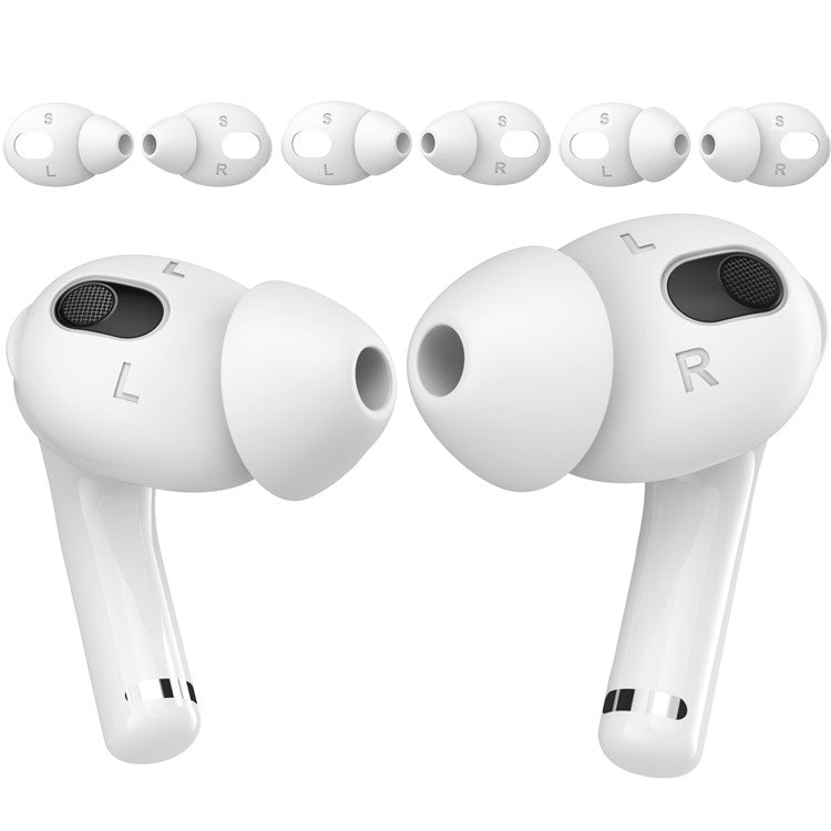 AHASTYLE PT66-3 3 Pairs Silicone Earphone Cap for AirPods 3, Soft Comfortable Ear Tips Replacement, Size: S - White