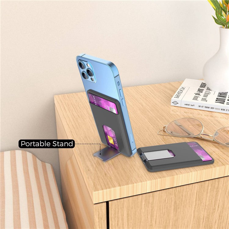 AHASTYLE PT133-H Adhesive Credit ID Card Holder Stick-On Mobile Phone Back Pocket Stand Bracket - Black