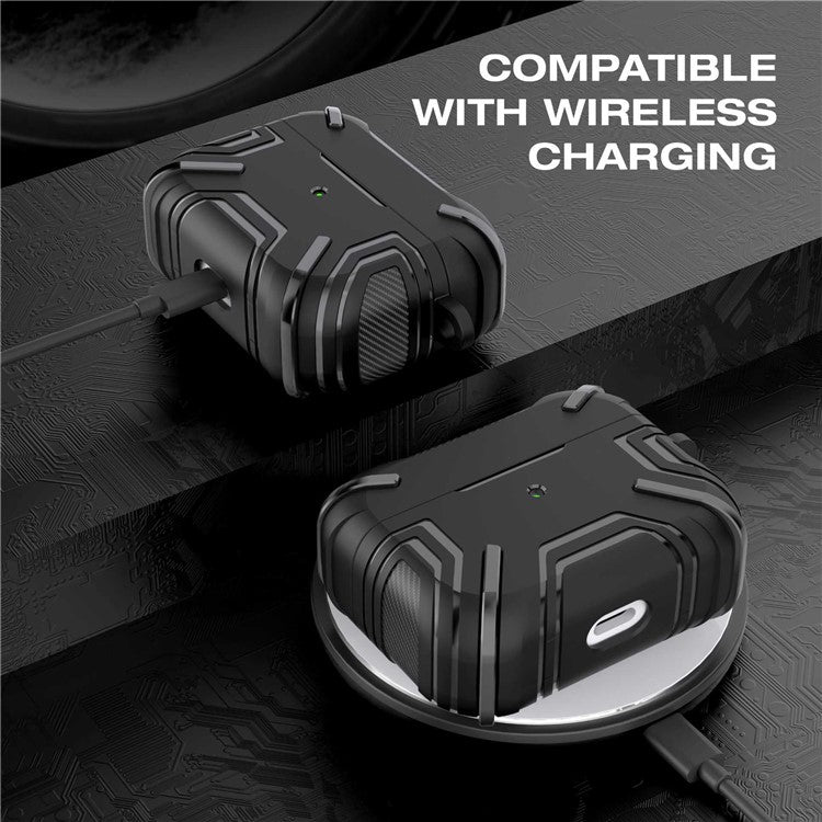 For Apple AirPods 3 Charging Case Cover Bluetooth Earbuds Protector Shockproof TPU Cover with Buckle - Black