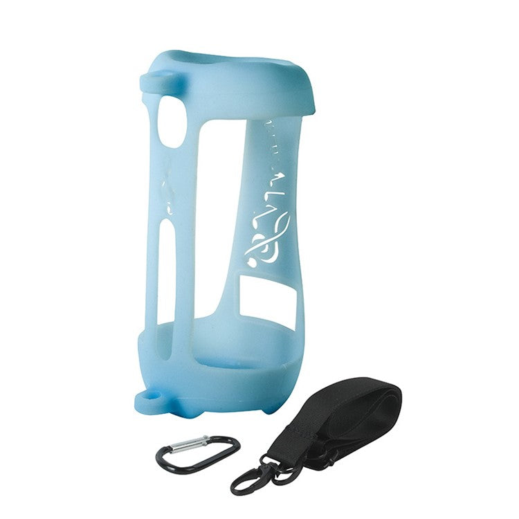 For JBL Pulse5 Soft Silicone Carrying Case Bluetooth Speaker Protective Cover with Shoulder Strap and Carabiner - Blue