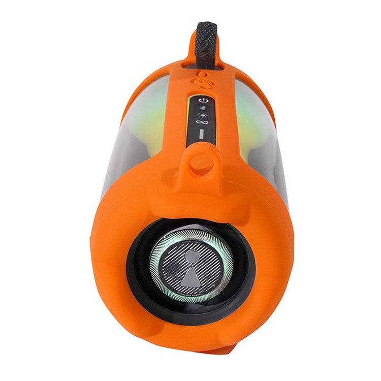 For JBL Pulse5 Soft Silicone Carrying Case Bluetooth Speaker Protective Cover with Shoulder Strap and Carabiner - Orange