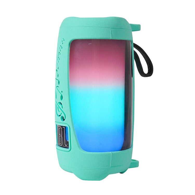 For JBL Pulse5 Soft Silicone Carrying Case Bluetooth Speaker Protective Cover with Shoulder Strap and Carabiner - Mint Green