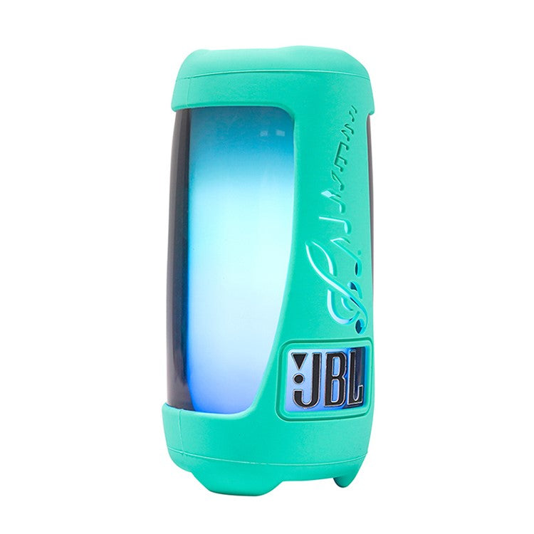 For JBL Pulse5 Soft Silicone Carrying Case Bluetooth Speaker Protective Cover with Shoulder Strap and Carabiner - Mint Green