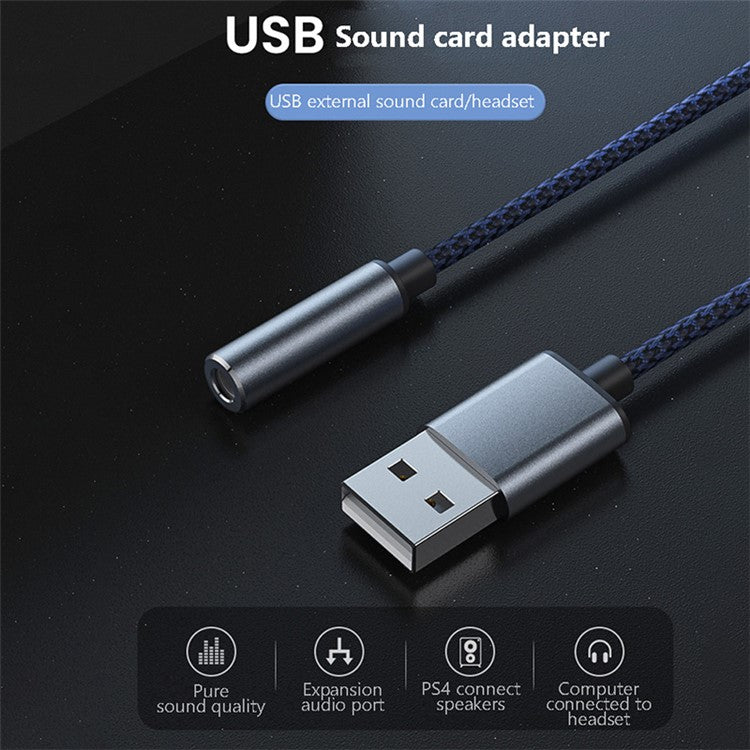 USB to 3.5mm Jack Audio Adapter USB to Headphone and Microphone Jack Aux Adapter Stereo Sound Card Adapter