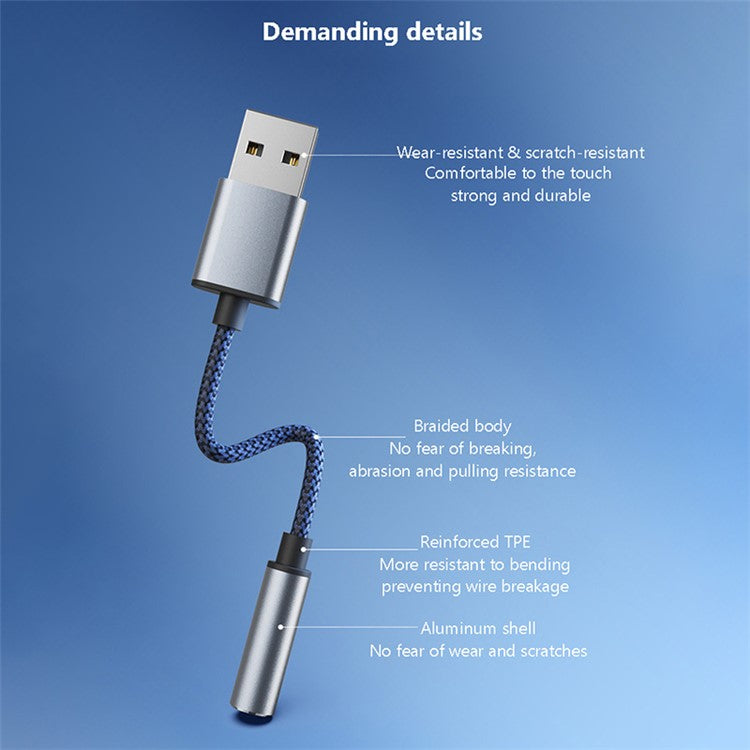 USB to 3.5mm Jack Audio Adapter USB to Headphone and Microphone Jack Aux Adapter Stereo Sound Card Adapter