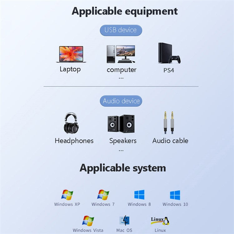 USB to 3.5mm Jack Audio Adapter USB to Headphone and Microphone Jack Aux Adapter Stereo Sound Card Adapter