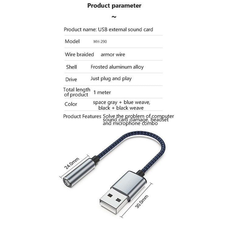 USB to 3.5mm Jack Audio Adapter USB to Headphone and Microphone Jack Aux Adapter Stereo Sound Card Adapter