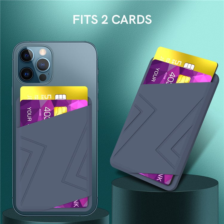 AHASTYLE PT133-C Magnetic Card Holder Silicone Phone Credit Card Sleeve Pocket - Blue