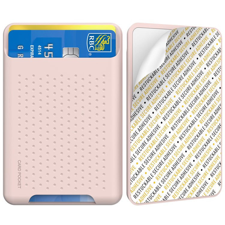 AHASTYLE PT133-S Adhesive Phone Card Pocket Mobile Phone Stick-On Credit Card Holder - Pink