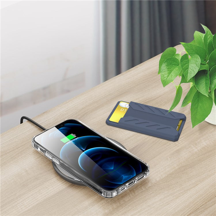 AHASTYLE PT133-A Magnetic Phone Card Holder Mobile Phone Credit Card Sleeve Wallet Pocket - Midnight Blue