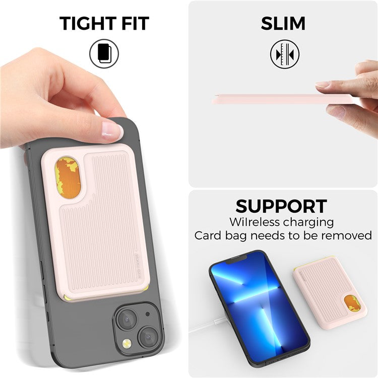 AHASTYLE PT133-B Phone Back Card Holder Magnetic Credit Card Slot Wallet Pocket - Pink