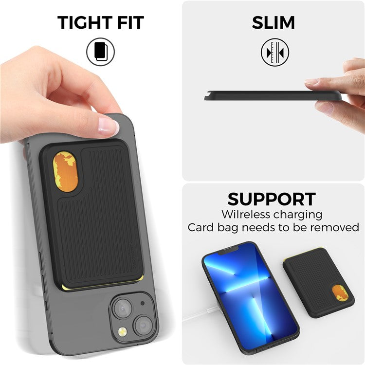 AHASTYLE PT133-B Phone Back Card Holder Magnetic Credit Card Slot Wallet Pocket - Black