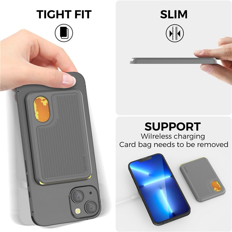 AHASTYLE PT133-B Phone Back Card Holder Magnetic Credit Card Slot Wallet Pocket - Grey