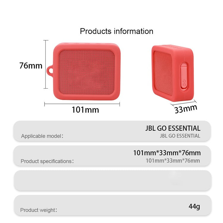 For JBL GO ESSENTIAL Portable Speaker Sleeve Silicone Case Cover - Red